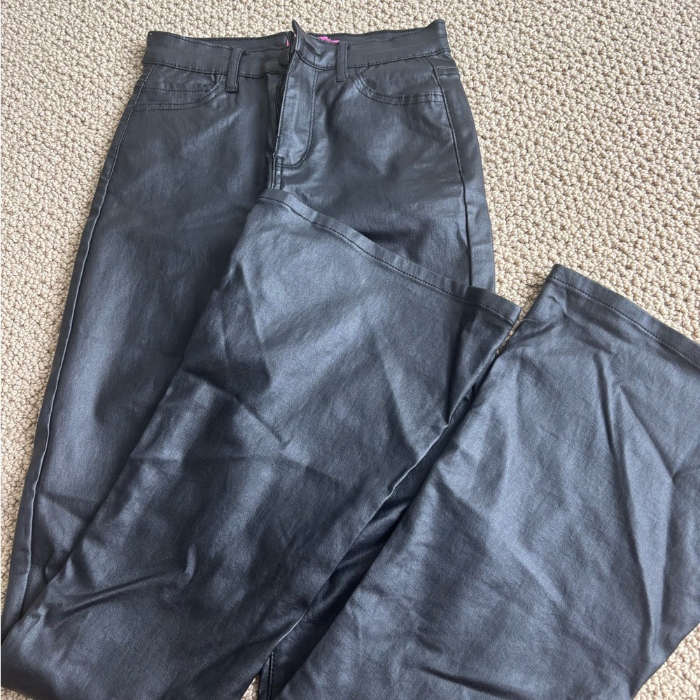 Edikted Black Leather Flared Pants #edikted #trendy #cute